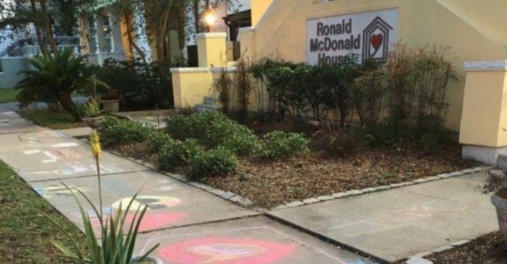 Chalk drawings in front of the House
